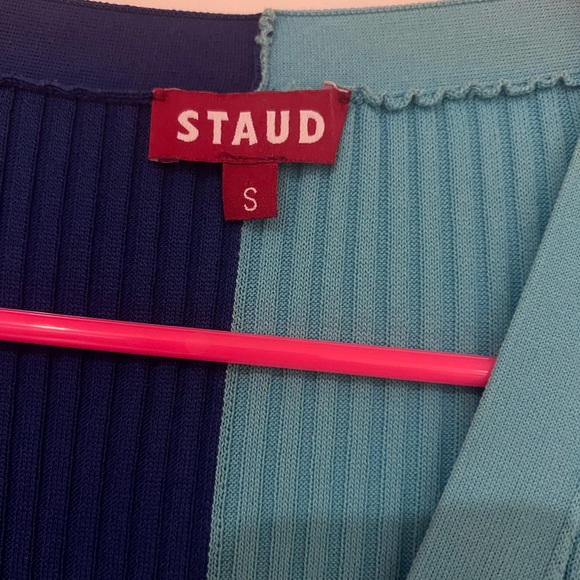 STAUD Two-Tone Blue Long Sleeve Dress - Picture 2 of 3